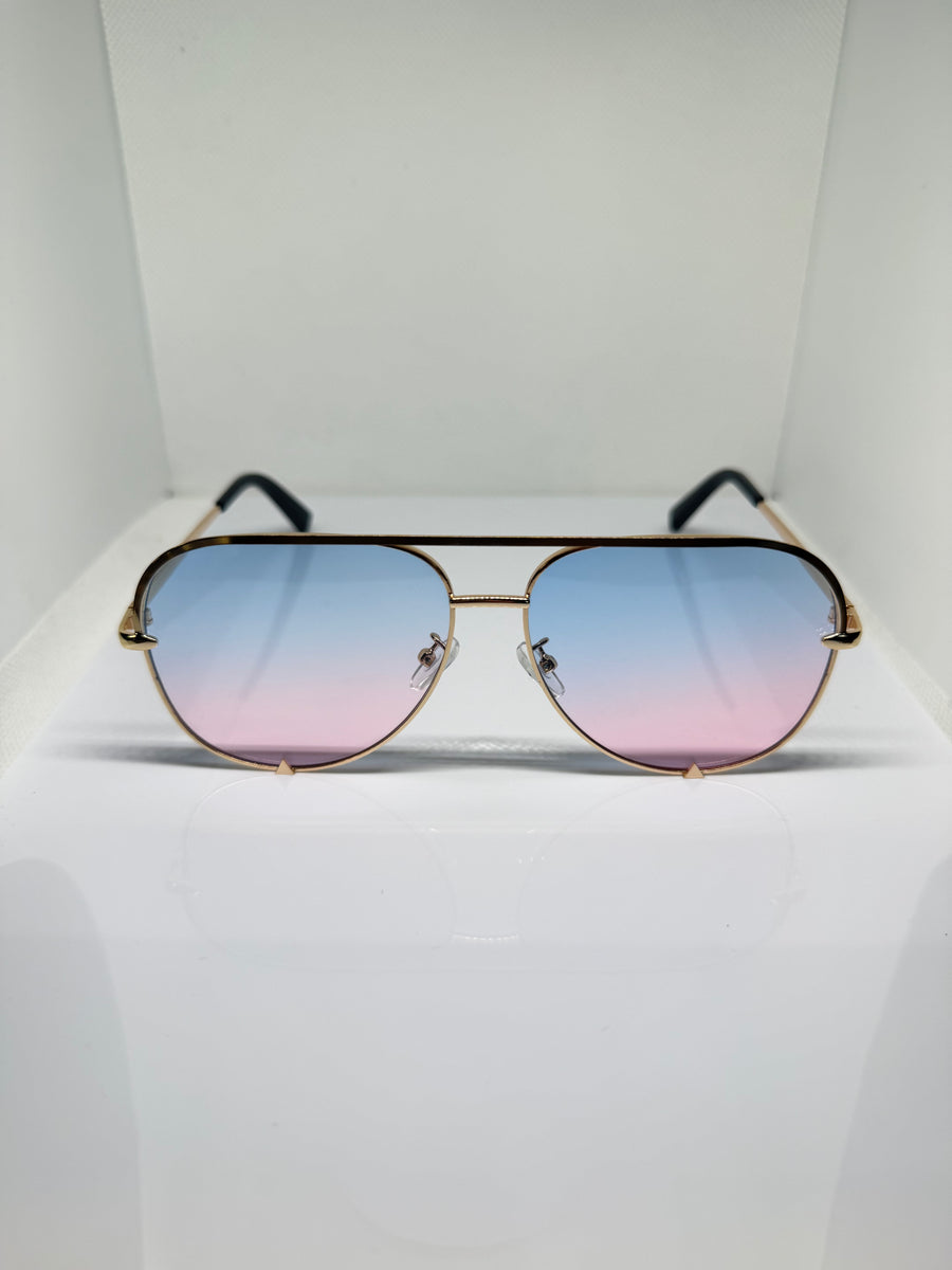 Ibiza gold aviator sunglasses with brown gradient lenses by Froste