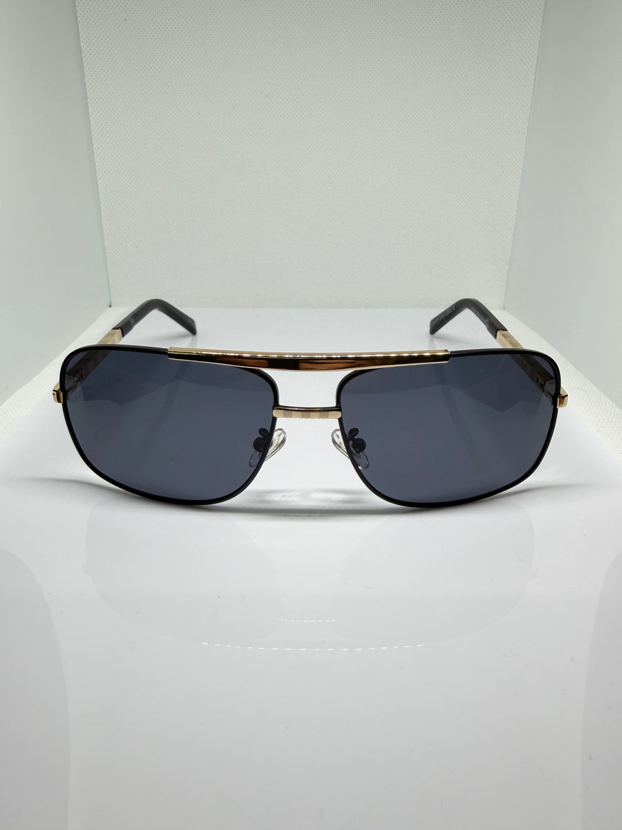 Monaco Black & Gold Aviator Sunglasses With Black Lens