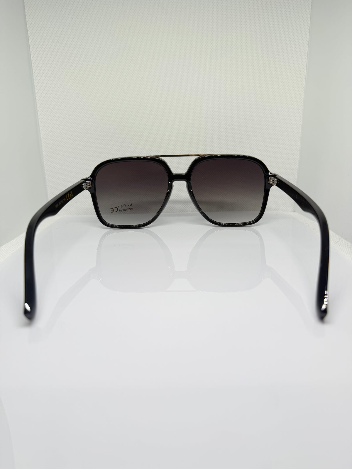 Vega Black & Gold Square Aviator Gradient Sunglasses