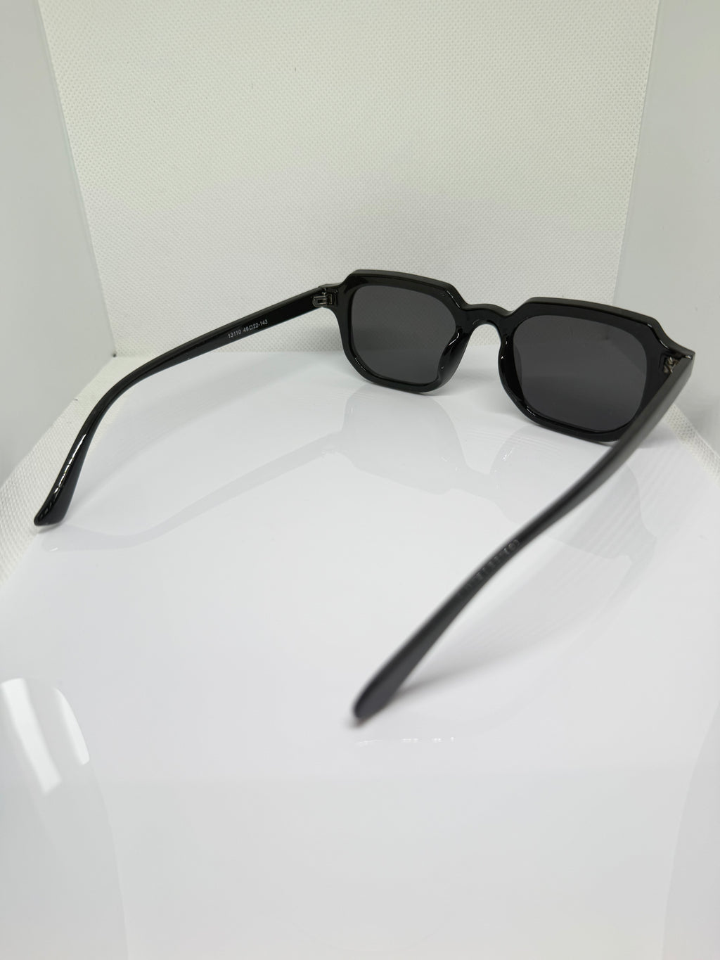 Froste Oslo black rectangle sunglasses with dark grey-black tinted lenses