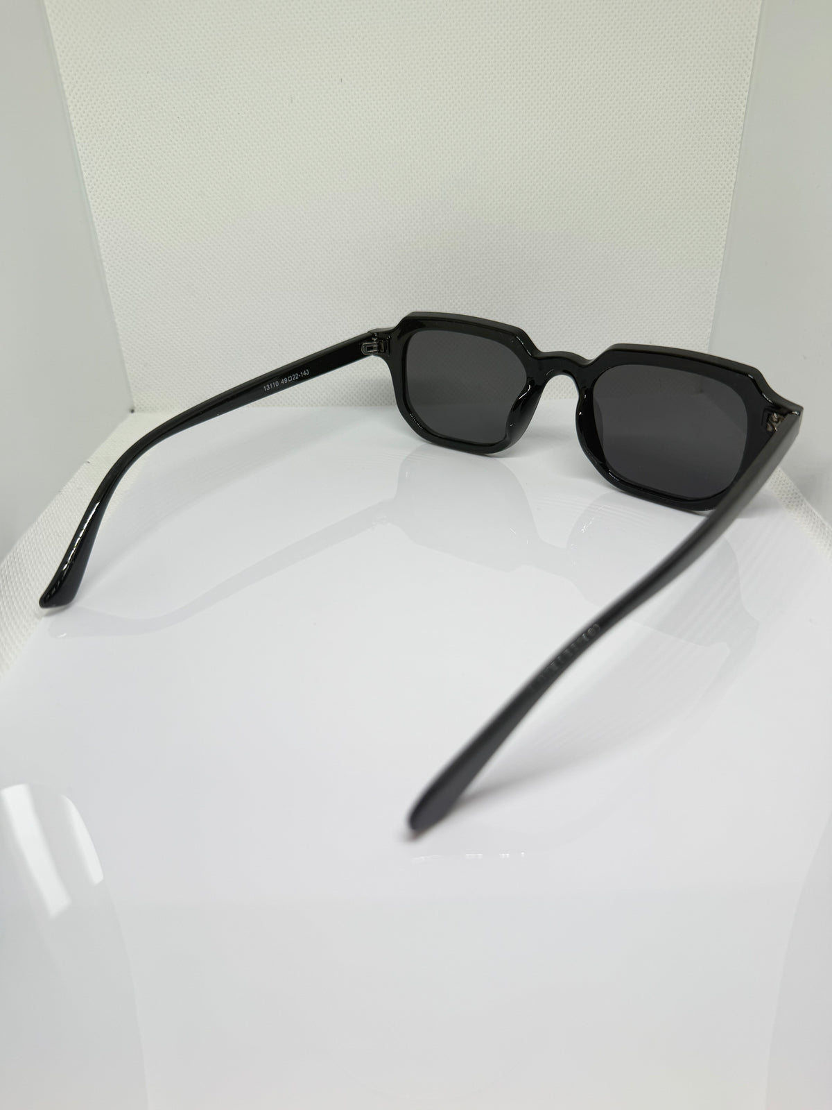 Froste Oslo black rectangle sunglasses with dark grey-black tinted lenses