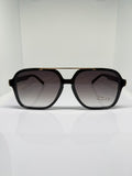 Vega Black & Gold Square Aviator Gradient Sunglasses