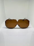 Sienna brown oversized sunglasses with gold V-detail by Froste