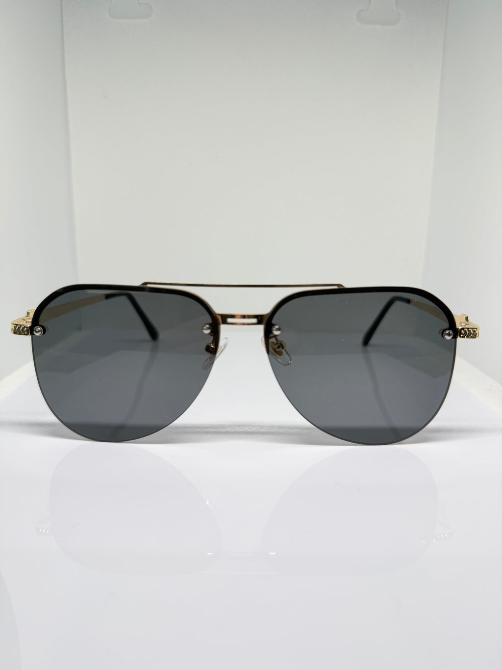 Monte Gold Aviator Sunglasses with Black Lenses