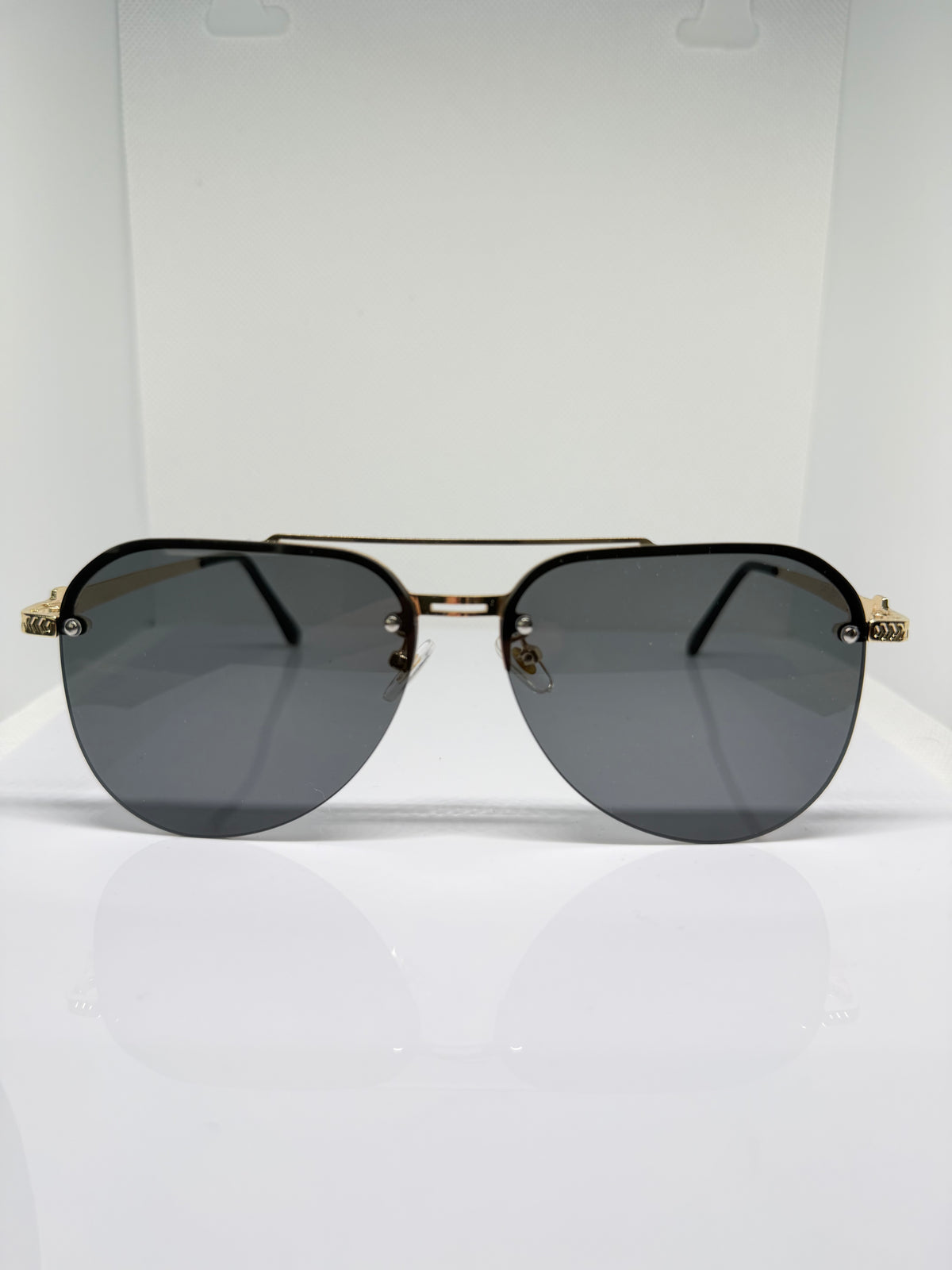 Monte Gold Aviator Sunglasses with Black Lenses