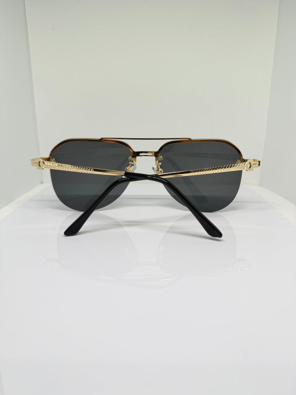 Monte Gold Aviator Sunglasses with Black Lenses