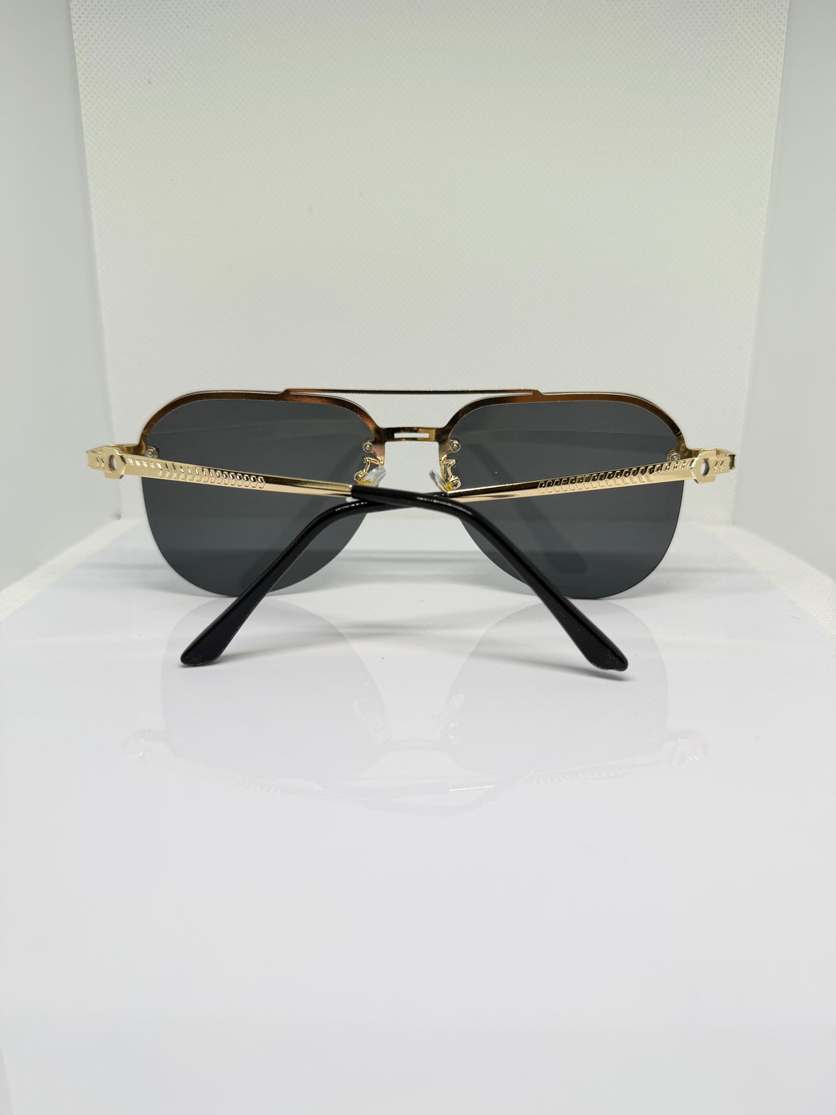 Monte Gold Aviator Sunglasses with Black Lenses