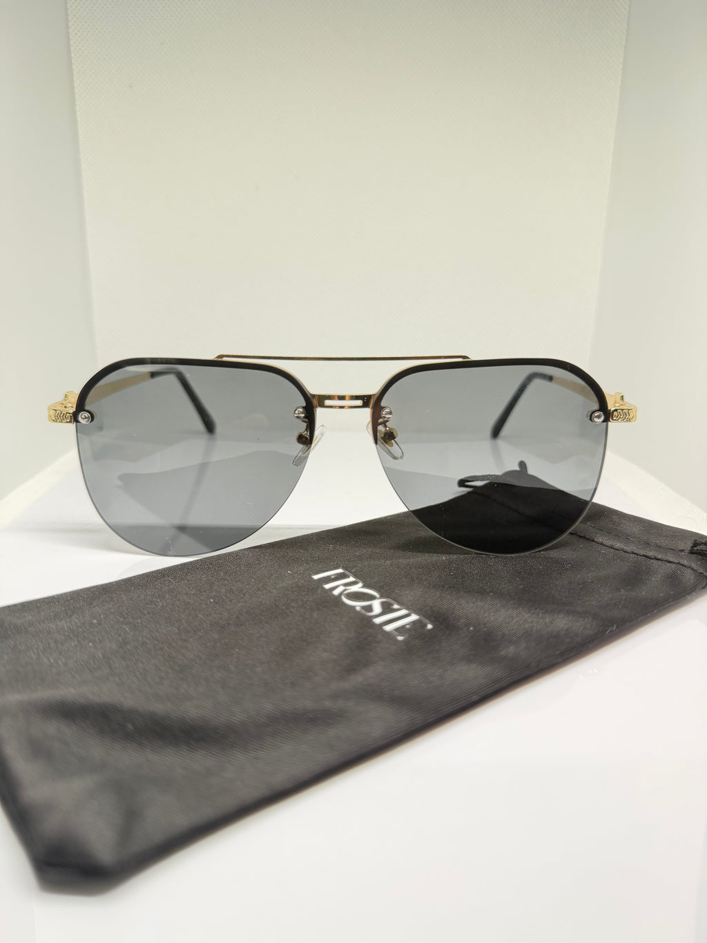 Monte Gold Aviator Sunglasses with Black Lenses