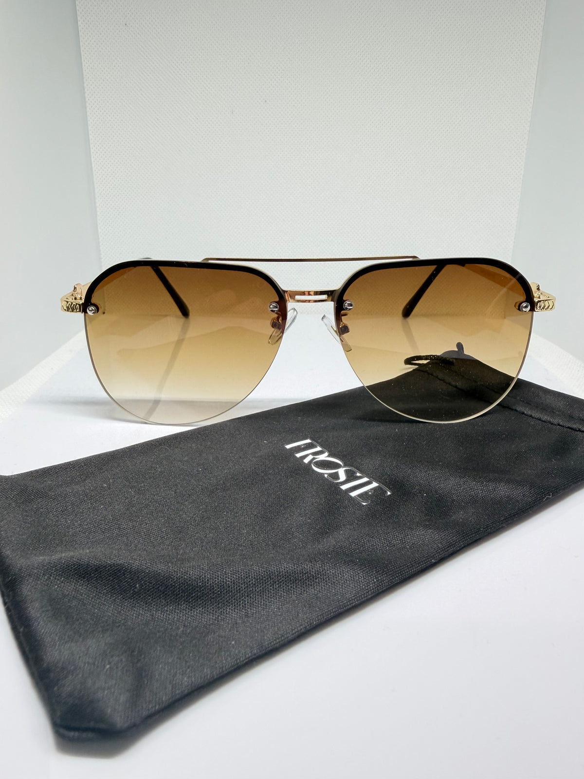 Cairo Gold Aviator Sunglasses with Brown Lenses