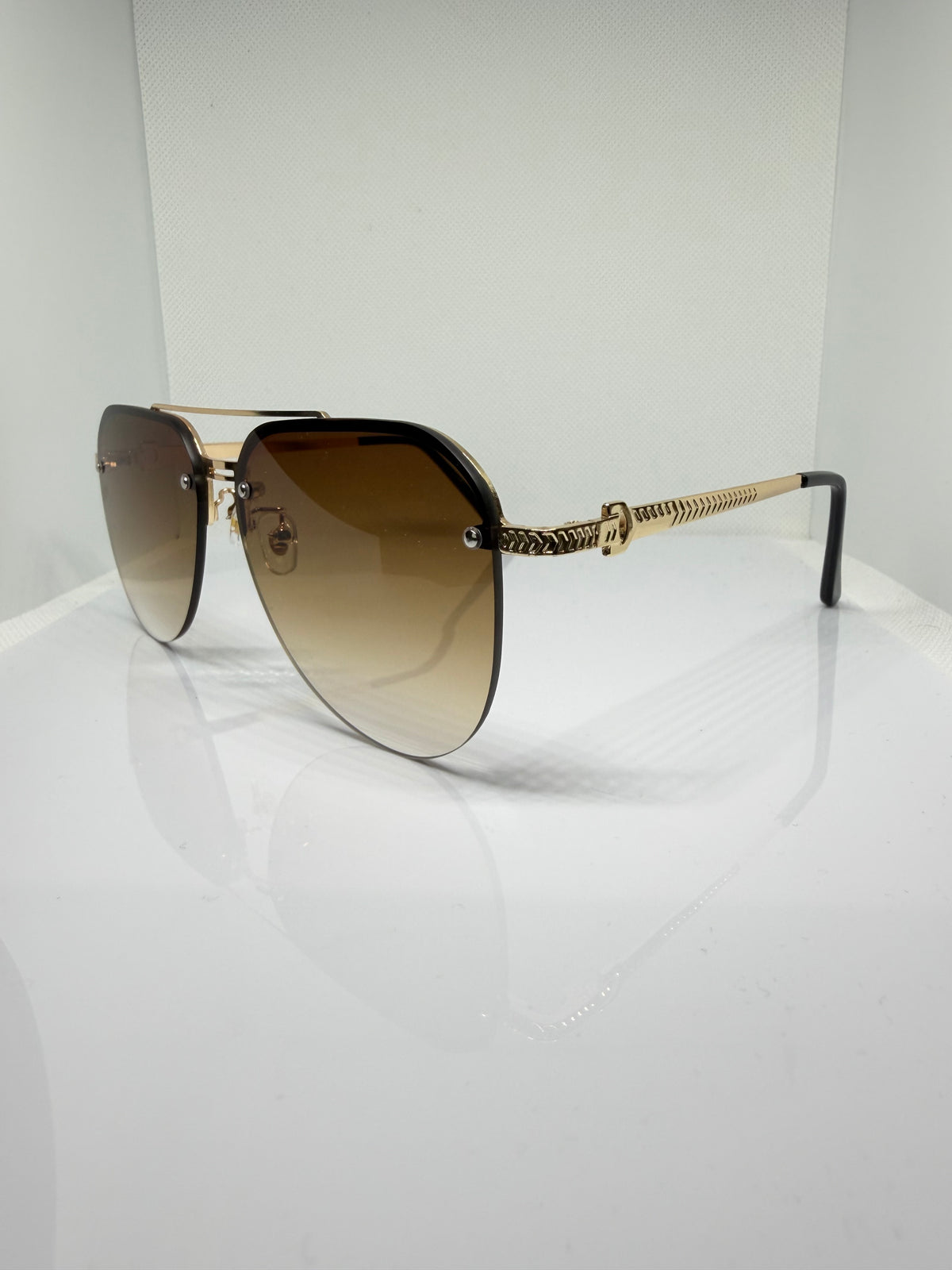 Cairo Gold Aviator Sunglasses with Brown Lenses