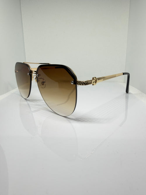 Cairo Gold Aviator Sunglasses with Brown Lenses