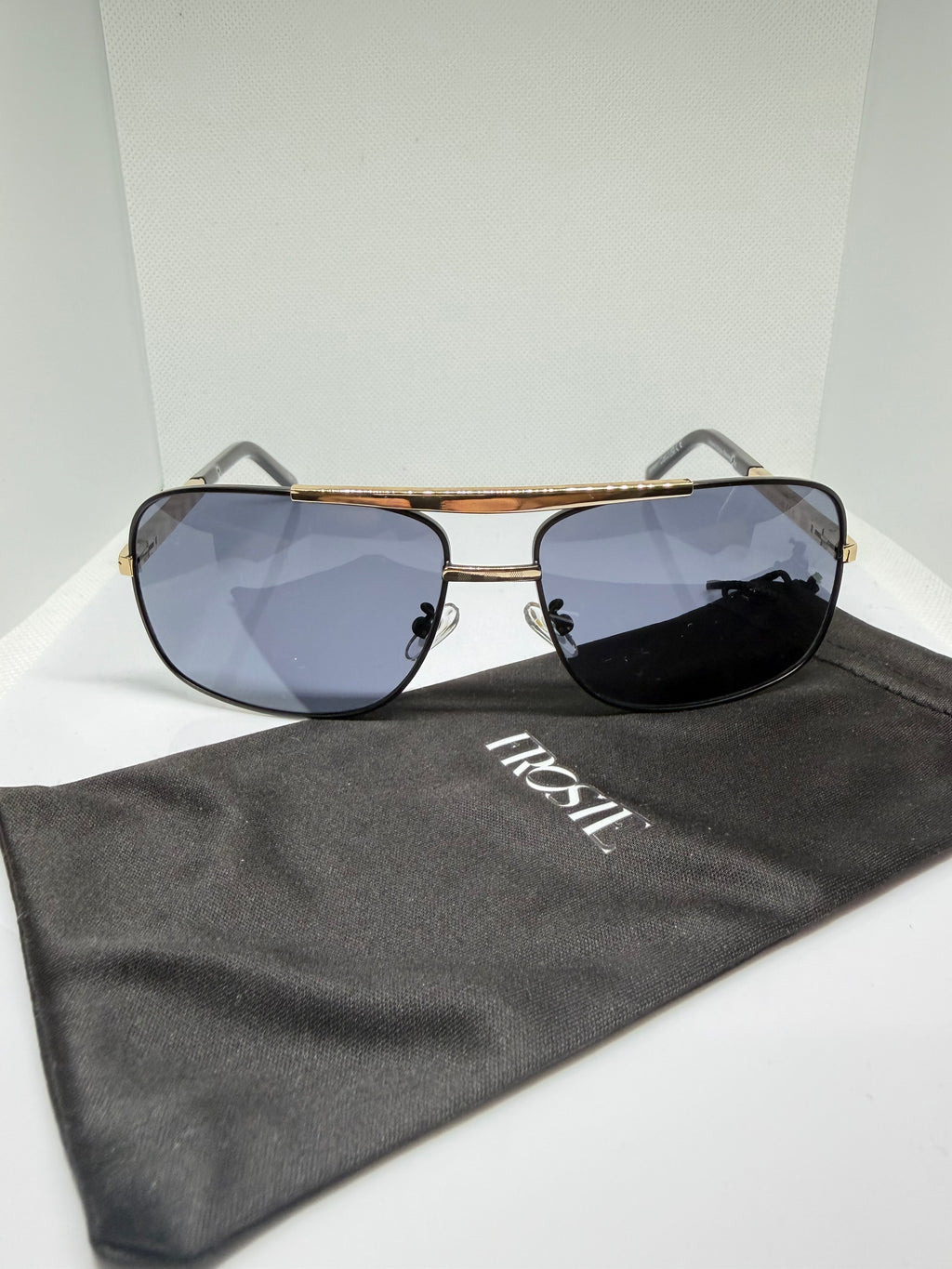 Monaco Black & Gold Aviator Sunglasses With Black Lens