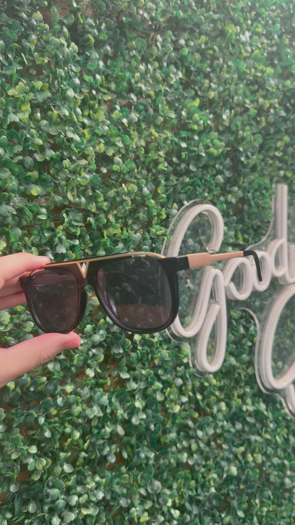Onyx Black & Gold Retro Square Aviator Sunglasses